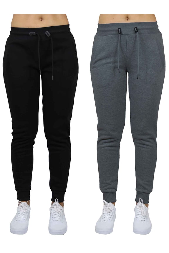 2-Pack Womens French Terry Fashion Jogger Lounge Pants (S-2XL)