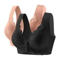 thumbnail image 1 of 2 Pack Womens Plus Size Bras Front Closure Wireless Lace Comfortable Breathable Thin Padded Seniors Underwear (XL, 2PCS-B), 1 of 8