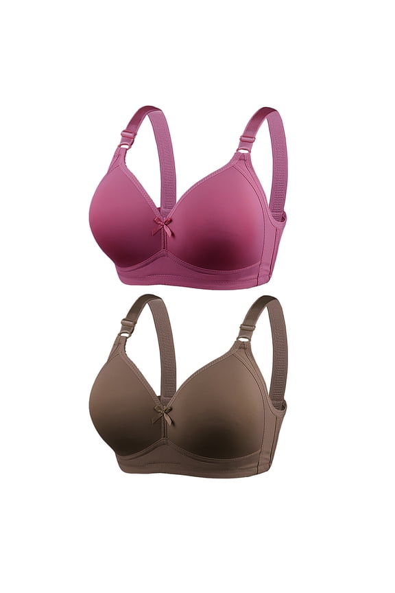 2 Pack Womens Plus Size Bras No Underwire Push Up Bralettes for Women Large Bust Breathable Support D-Cup Underwear Bra 42-52