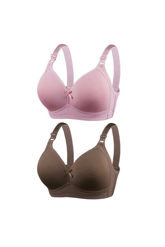 2 Pack Womens Plus Size Bras No Underwire Push Up Bralettes for Women Large Bust Breathable Support D-Cup Underwear Bra 42-52