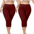 thumbnail image 1 of 2-Pack Womens Plus Size Capris Workout Jeggings for Woman Stretch High Waist Yoga Capri Leggings(4XL, Red), 1 of 7
