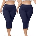 thumbnail image 1 of 2-Pack Womens Plus Size Capris Workout Jeggings for Woman Stretch High Waist Yoga Capri Leggings(5XL, Dark Blue), 1 of 7