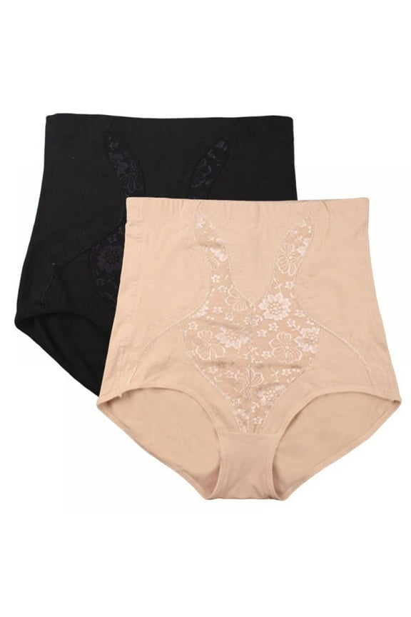2 Pack Womens Shapewear Tummy Control Underwear High Waisted Slimming Shaper Stomach Control Panties Briefs Plus
