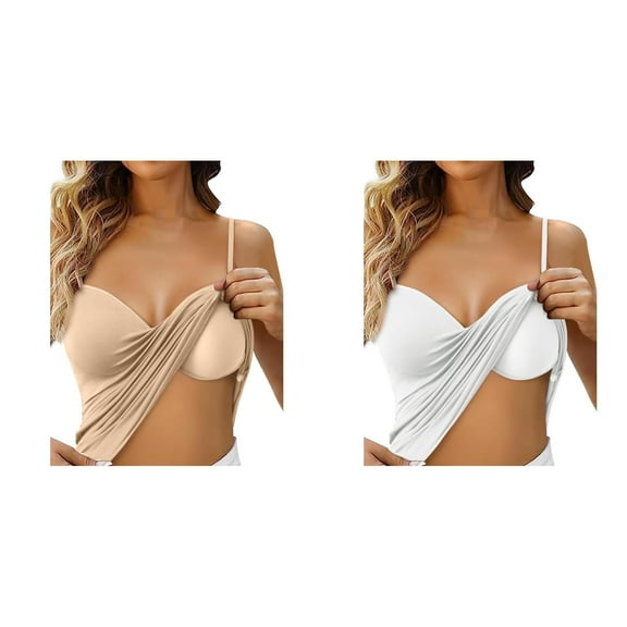 2 Pack Womens Sleeveless Tops Summer Women's Shelf Bra Camisole Tops Adjustable Spaghetti Strap Cami Tank Undershirts Tank Top for Women Workout XL