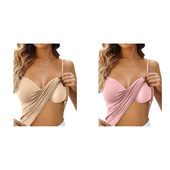 2 Pack Womens Sleeveless Tops Women's Shelf Bra Camisole Tops Adjustable Spaghetti Strap Cami Tank Undershirts Women's Athletic Tank Tops S
