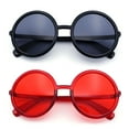 thumbnail image 1 of (2-Pack) Womens Wizard Round Circle Lens Plastic Mod Fashion Sunglasses 1 Black 1 Red, 1 of 2