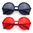 thumbnail image 1 of SA106 Womens Wizard Round Circle Lens Plastic Mod Fashion Sunglasses [2 pack] Black + Red, 1 of 6