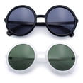 thumbnail image 1 of SA106 Womens Wizard Round Circle Lens Plastic Mod Fashion Sunglasses [2 pack] Black + White, 1 of 6