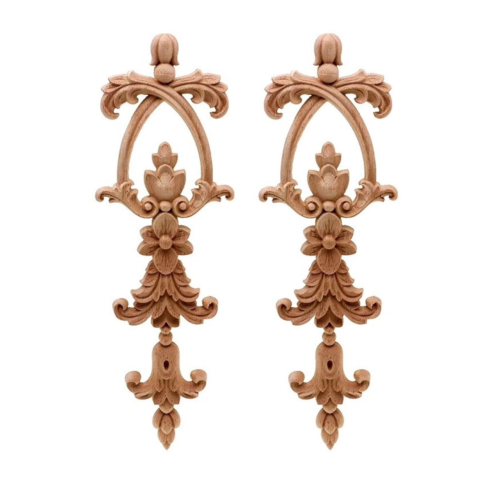 2 Pack Wood Appliques Onlays, Long Decorative Furniture Wood Carved DIY ...