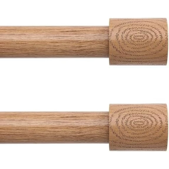 2 Pack Wood Curtain Rods, 1'' Decorative Adjustable Rustic Farmhouse ...