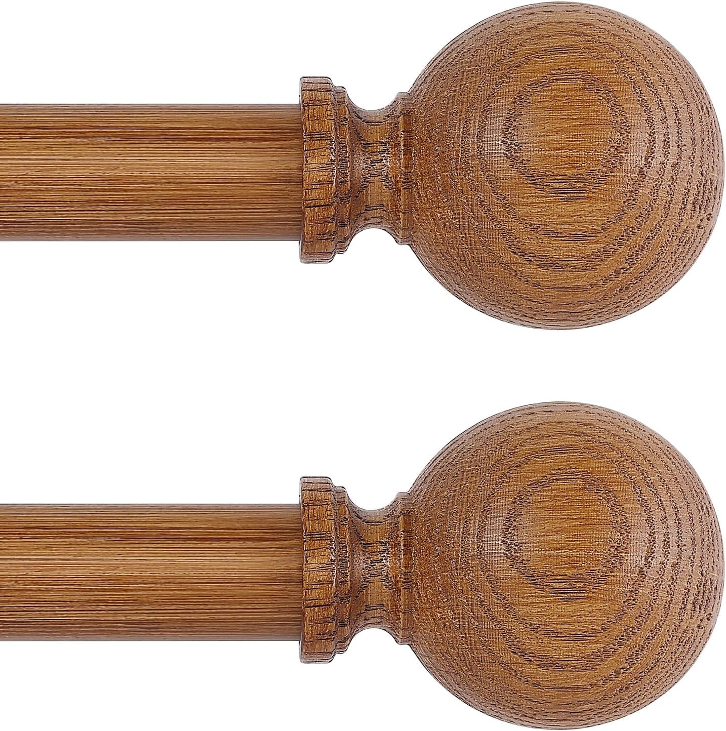 2 Pack Wood Curtain Rods for Windows 18 to 60 Inch,1 Inch Wood Grain ...