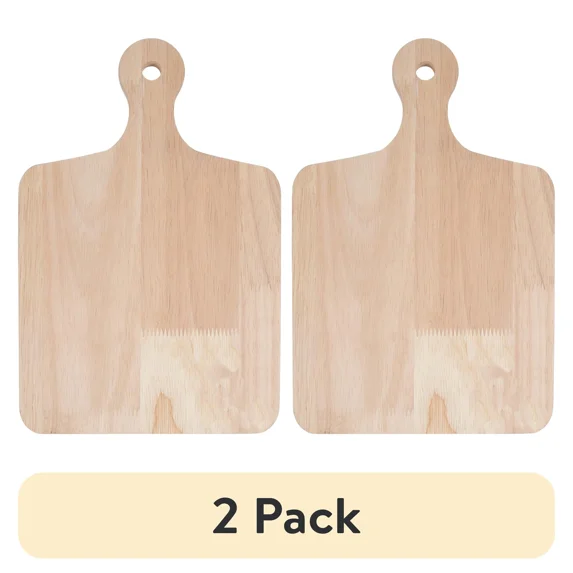 (2 Pack) Wood Decorative Square Tray, Customizable Serving Tray With Handle