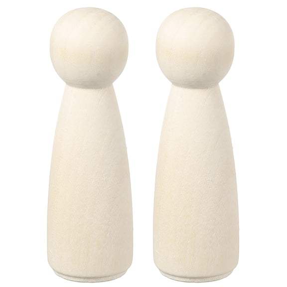 2 Pack Wood Peg, 3.5 Inch Girl-Shape Wooden Peg People, Unfinished Wooden Peg People Bodies Figures for DIY Art Craft Painting
