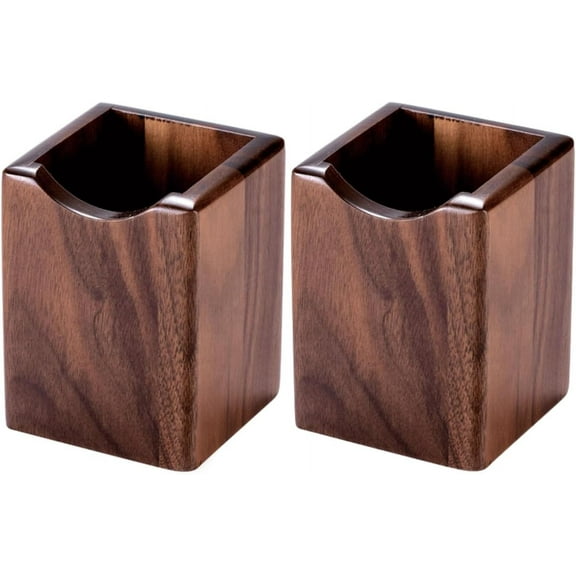 2 Pack Handmade Wood Pen Pencil Holder Stand Multi Purpose Natural Wood Pencil Cup Pot Desk Organizer Storage Box - Polished