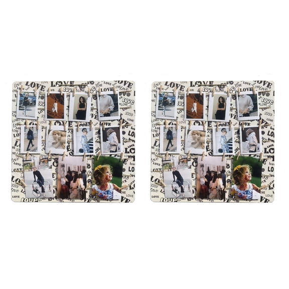 2 Pack Wood Picture Boards, Photo Boards, Photo Display, Picture Collage, Collage Frames, Polaroid Wall Display, Wall Decor, Memory, Postcard, Magnetic, Bulletin, Hanging with Clips, String, Bedroom