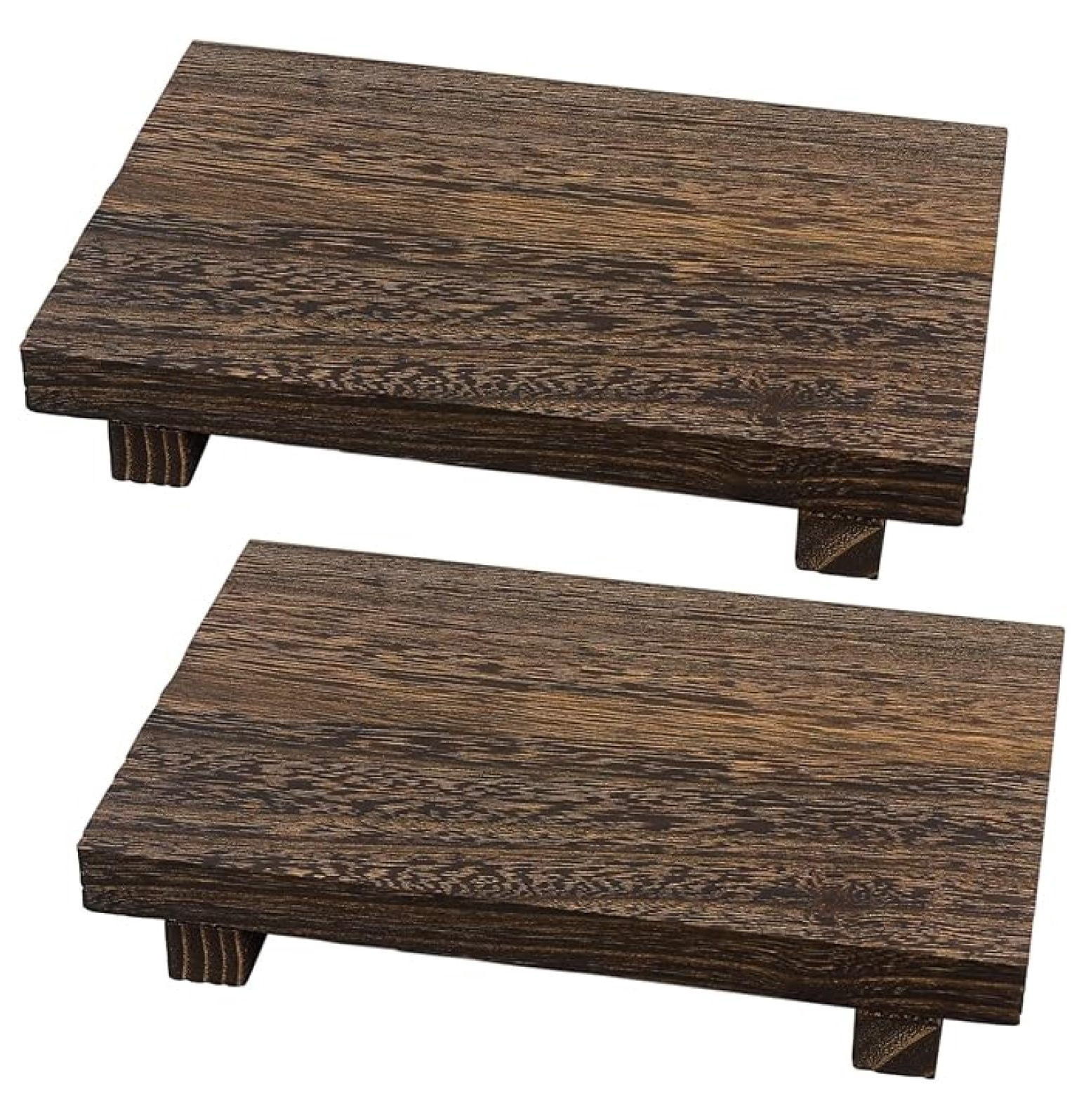 2 Pack Wood Risers for Decor Display, Bathroom Counter Sink Decor, Dish ...