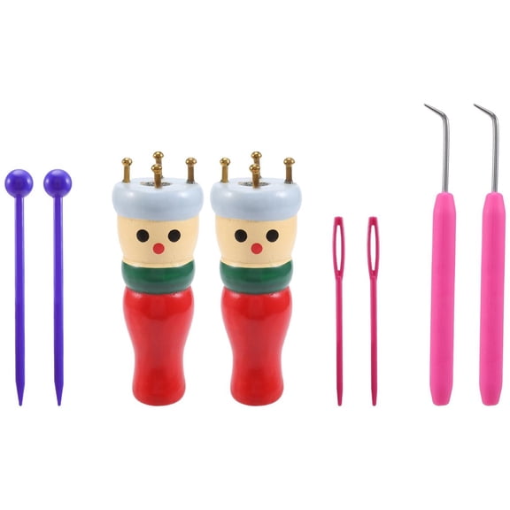 2 Pack Wooden French Knitter Spool Tool, DIY Bracelet Making Knitting Doll Craft Set