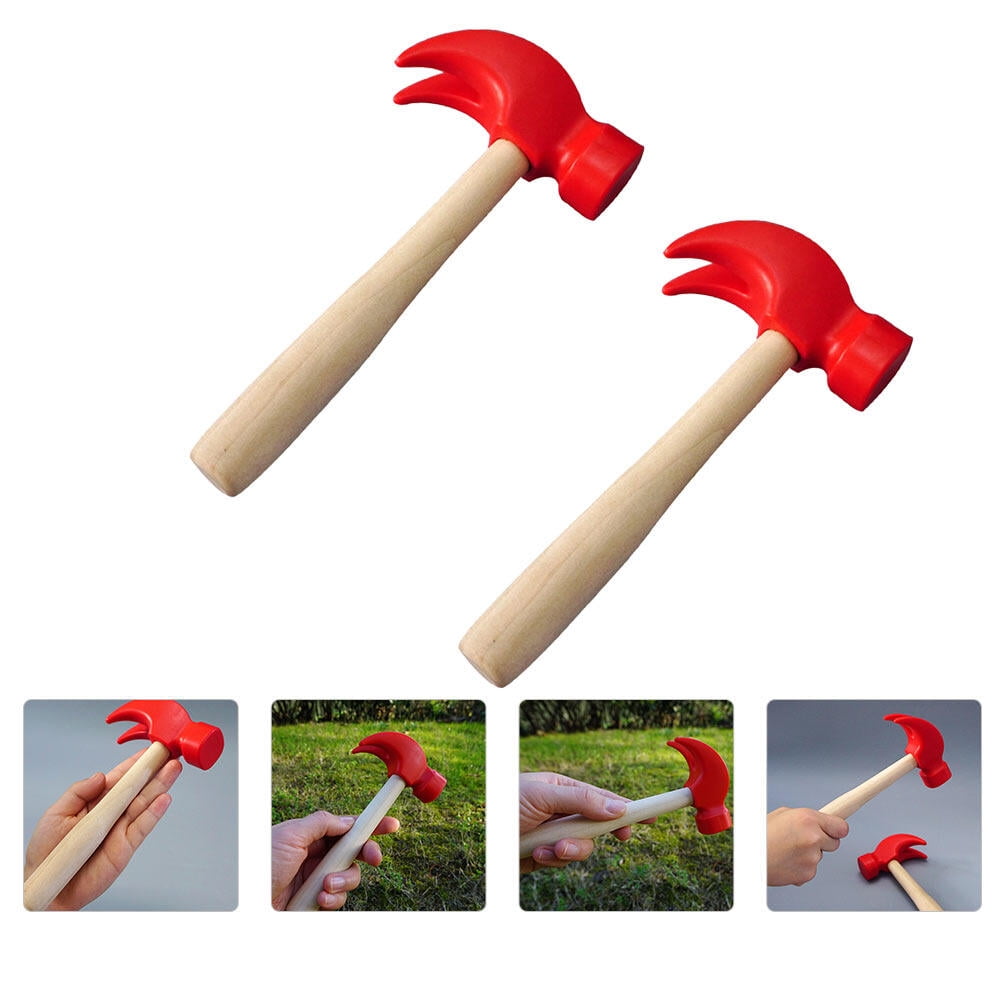 2 Pack Wooden Hammer Toys Simulation Hammers Maintenance Tools