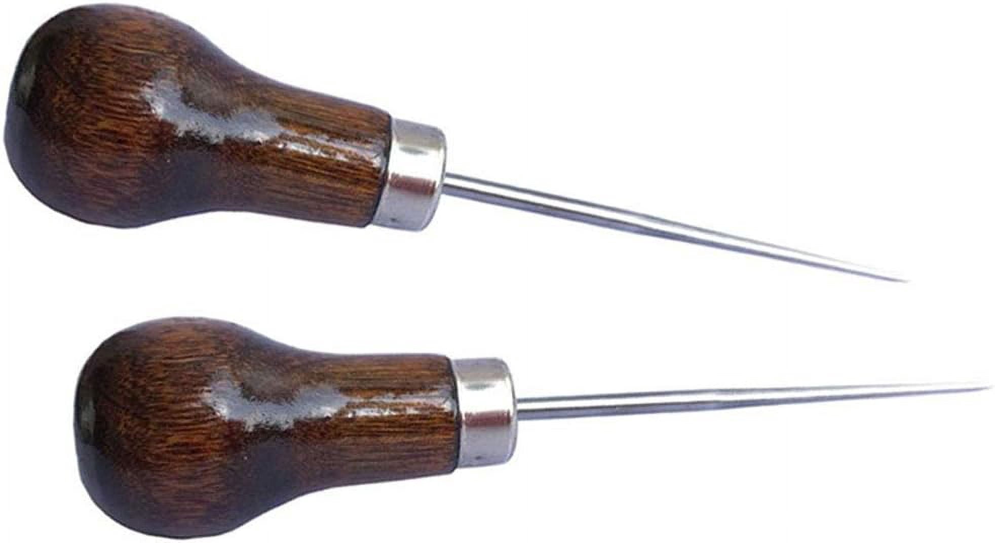 2-Pack Wooden Handle Scratch Awl, Gourd Shape Leather Stitching Punch ...