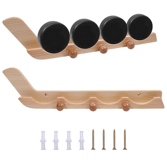 2 Pack Wooden Hockey Puck Display Cases Wooden Wall Mount Holder with Screws Hook Hockey Display Holder DIY