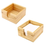 2 Pack Wooden Napkin Holder, 5.5" x 5.5" Square Wood Napkin Dispenser Box, Bathroom Paper Towel Holder Tray for Hand Guest Kitchen Table Countertop Toilet