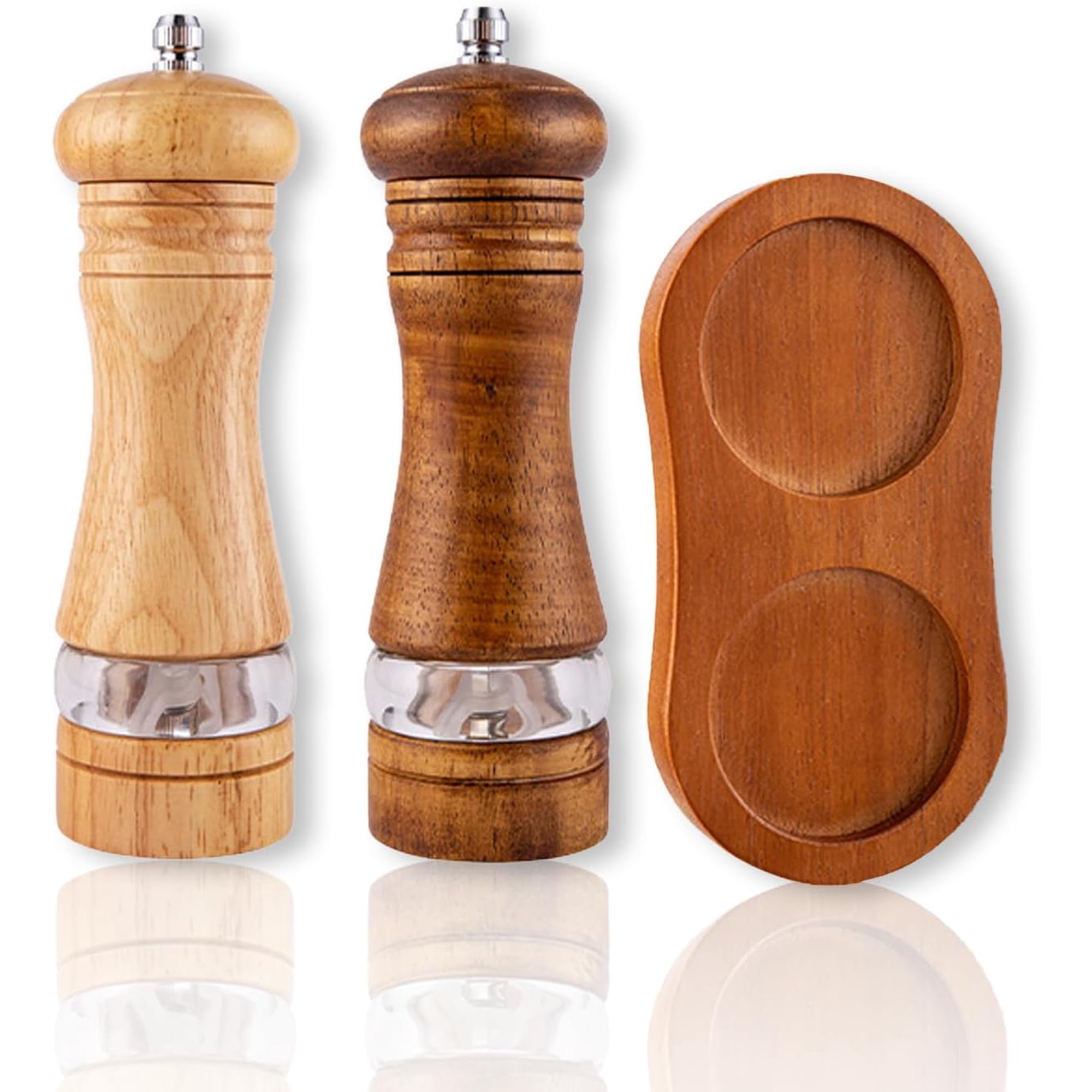 2 Pack Wooden Salt and Pepper Grinder Set