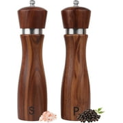 2 Pack Wooden Salt and Pepper Grinder Set, Salt and Pepper Shaker Tableware,Crafted of Solid Acacia Wood with Ceramic/Stainless Steel Core,8 Inch，Birthday Gifts