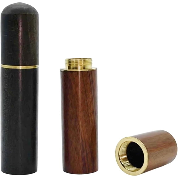 2 Pack Wooden Toothpick Holder, Portable Travel Toothpick Case with Screw Cap, Small Pocket Tooth Pick Box for Outdoor, Car, Office & Home Storage