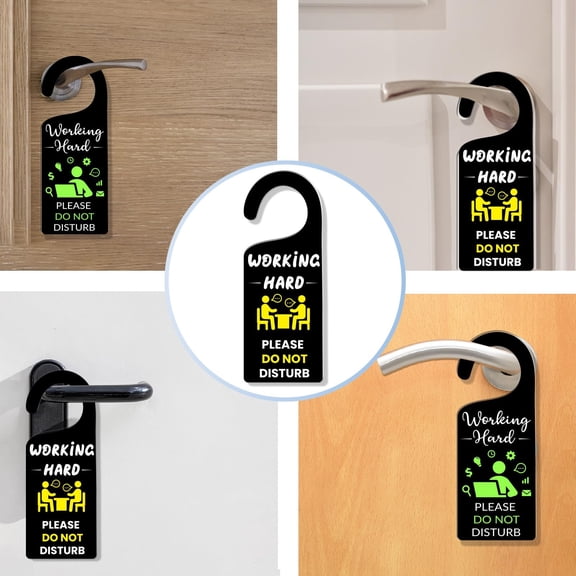 2-Pack "Working Hard, Do Not Disturb" Acrylic Door Signs Durable Engraved Hanger for Office, Meeting Room & Home