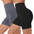 thumbnail image 1 of GAI YI2-Pack Women's High-Waisted Gym Shorts - Seamless Tummy Control, Black & Grey, Size M, 1 of 6