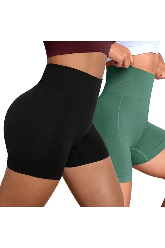 Women's biker shorts 2-pack - seamless, tummy control & booty lifting styles