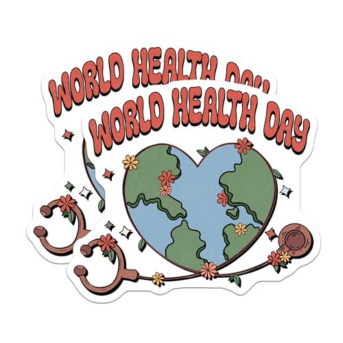 (2 Pack) World Health Day Magnets Magnets - Earth Day Celebration - Health Awareness Decor - 5" On Longest Side - Made in USA - Sticks to Refrigerators & Metal Surfaces - MAG8831