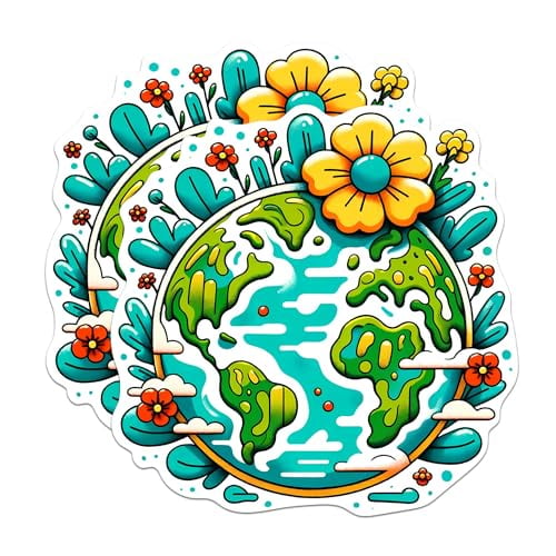 (2 Pack) World with Vivid Color Stickers - Cool Earth - 5 Inches On Longest Side - Premium Vinyl - for Cars, Trucks, Skateboards, Laptops - Made in USA - BMCS1086