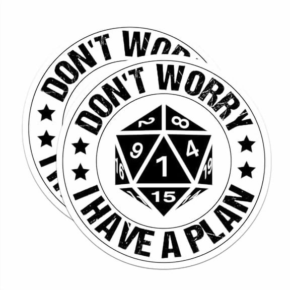 **(2 Pack) Don't Worry I Have A Plan Magnets - D20 Dice Magnets - RPG Tabletop Gaming Magnets** - 5" On Longest Side - for Cars, Fridges, Toolboxes - Made in USA - MAG3980