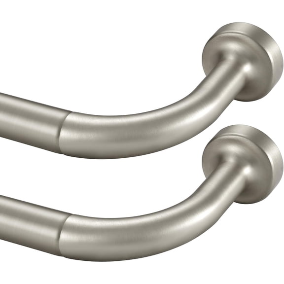 2 Pack Wrap Around Curtain Rod for Windows 28-86 Inch Adjustable 1 Inch Diameter with Aluminum Finials and Brackets Brushed Nickel