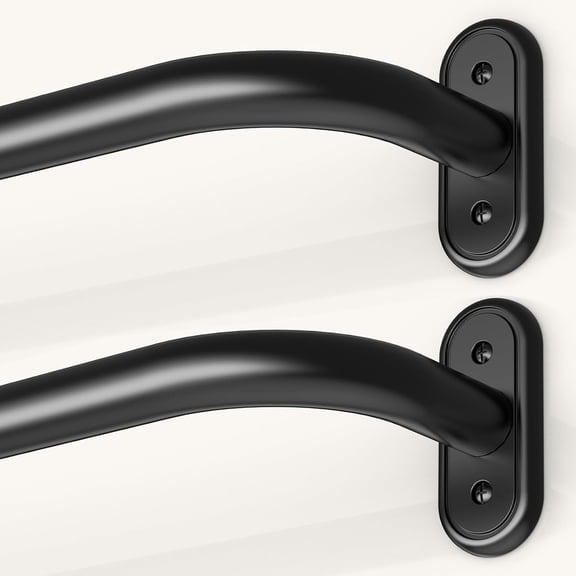 2 Pack Wrap Around Curtain Rods Black, Blackout Heavy Duty Curtain Pole for Windows 28 to 46 Inch, 1" Decorative Room Darkening Curved Modern Drapery Rod (Matte Black/Unique Design/All Metal)