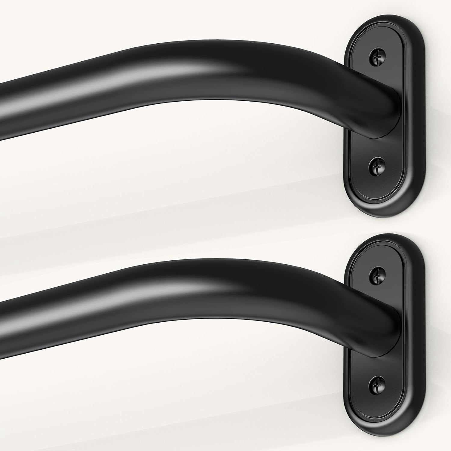 2 Pack Wrap Around Curtain Rods Black, Blackout Heavy Duty Curtain Pole