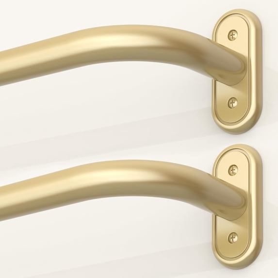MEC 2 Pack Wrap Around Curtain Rods Gold, Blackout Heavy Duty Curtain Pole for Windows 48 to 84 Inch, 1" Decorative Room Darkening Curved Modern Drapery Rod (Gold/Unique Design/All Matel)
