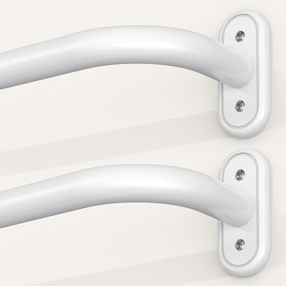 2 Pack Wrap Around Curtain Rods White, Blackout Heavy Duty Curtain Pole for Windows 28 to 48 Inch, 1" Decorative Room Darkening Curved Modern Drapery Rod (White)