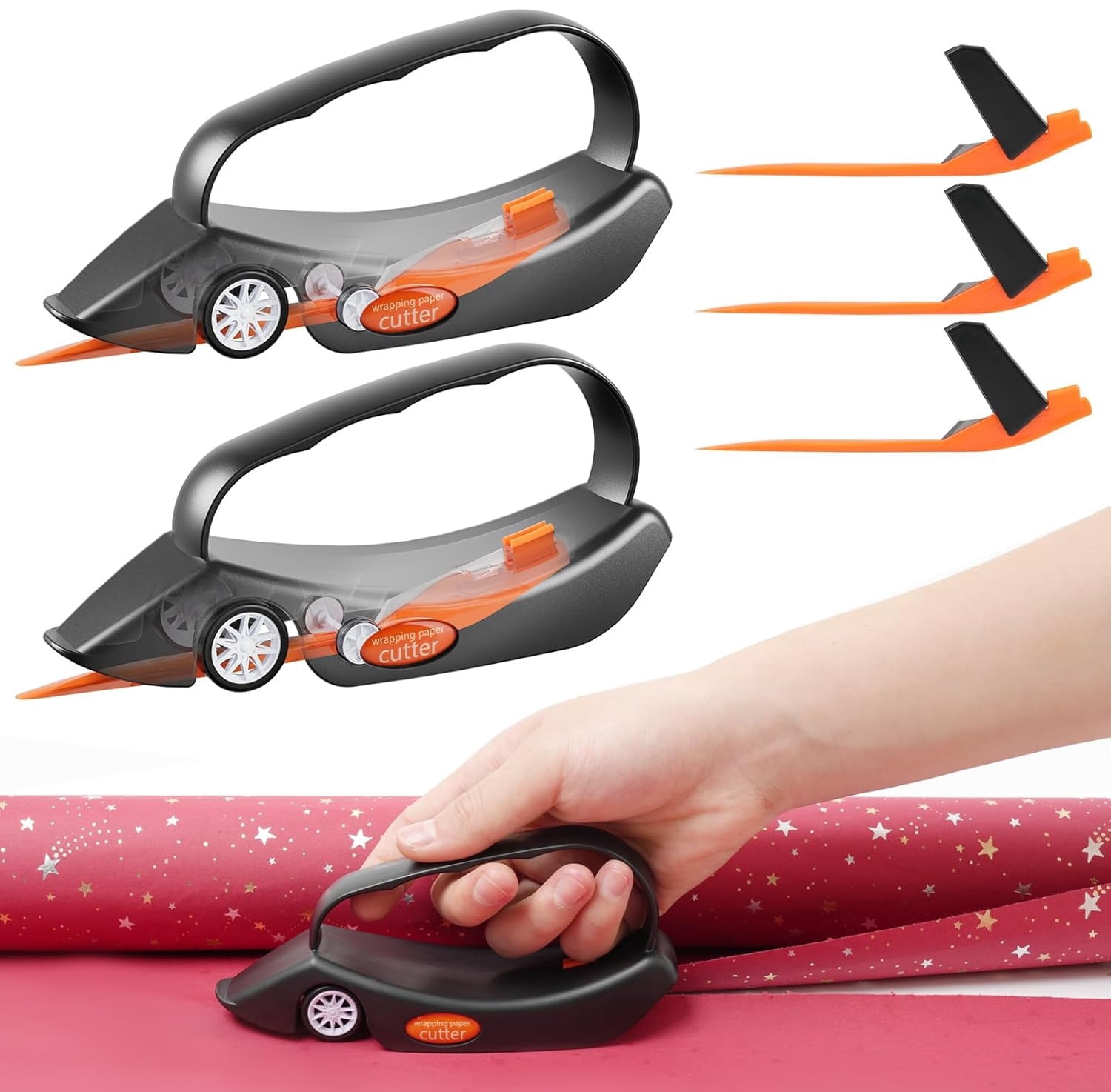 2-Pack Wrapping Paper Cutter, New Gift Wrap Cutter with Wheels with 3 ...