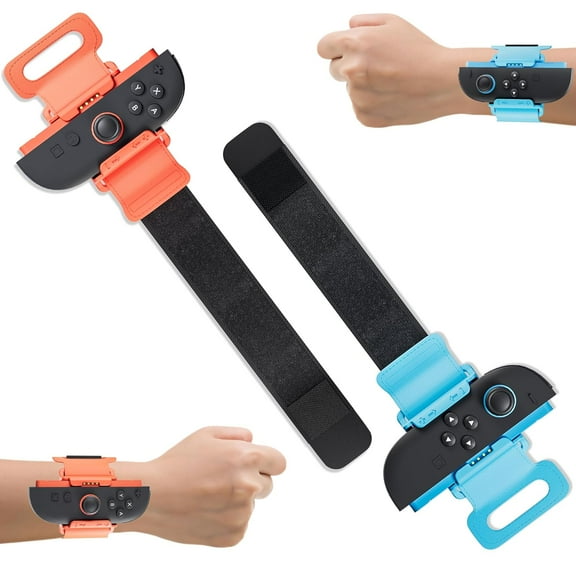 2 Pack Wrist Bands for Switch 2 Dance 2025 2024 2023 Adjustable Elastic Straps Compatible with Joycon & Controller, Wristbands for Kid & Adult - Blue & Orange