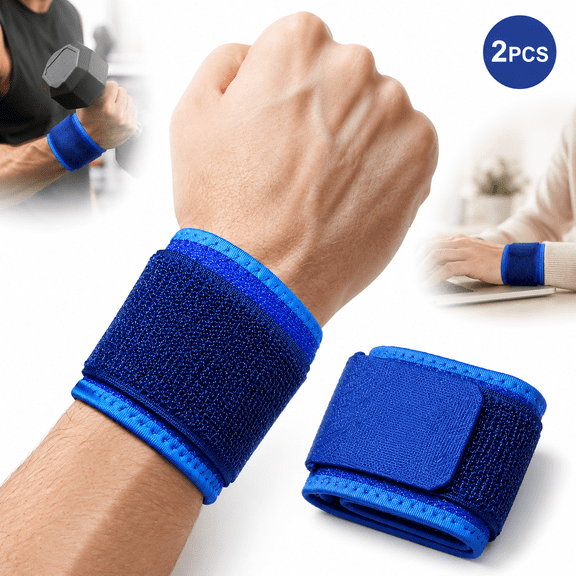 2 Pack Wrist Brace Adjustable Wrist Support Wrist Straps for Fitness Weightlifting, Tendonitis, Carpal Tunnel Arthritis, Wrist Wraps Wrist Pain Relief Highly Elastic (Blue)