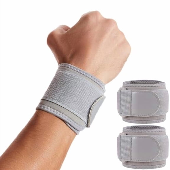 2 Pack Wrist Wraps for Sports Protection and Pain Relief,Adjustable Wrist Support Strap for Tendonitis,Working Out,Weightlifting,Strength Training,Kettlebell,Unisex (Gray)