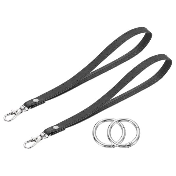 2 Pack Wristlet Strap, PU Keychain Hand Strap with Circle Ring, Black