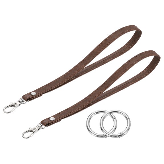 2 Pack Wristlet Strap, PU Keychain Hand Strap with Circle Ring, Brown