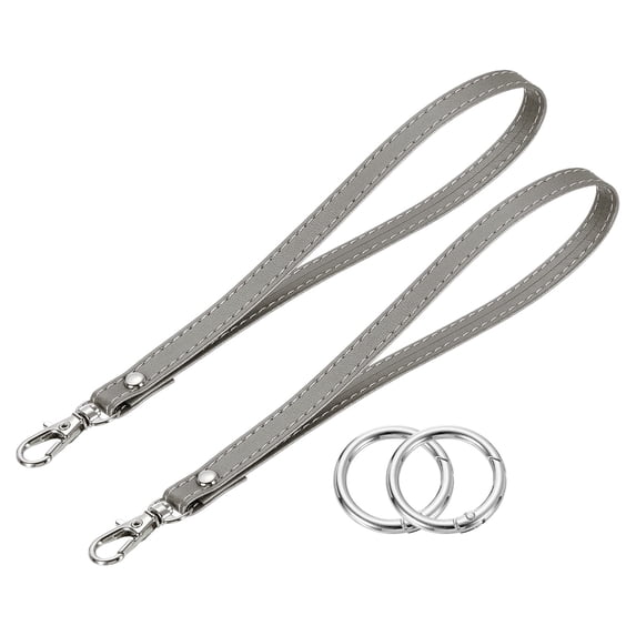2 Pack Wristlet Strap, PU Keychain Hand Strap with Circle Ring, Grey