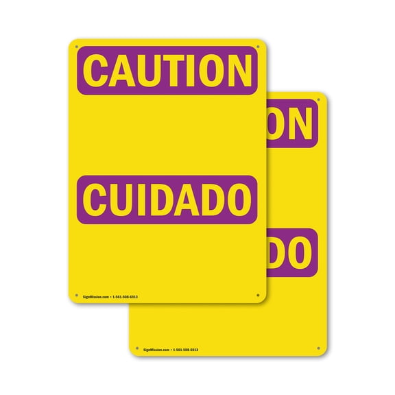 (2 Pack) Write-On Bilingual OSHA Caution Radiation Sign 12 Inch X 18 Inch Indoor / Outdoor Rust-Free Aluminum Metal Signs for Workplace, Workshop, and Construction Site, Made in the USA