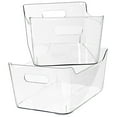 2 Pack XLarge Clear Plastic Storage Bins with Builtin Handles for