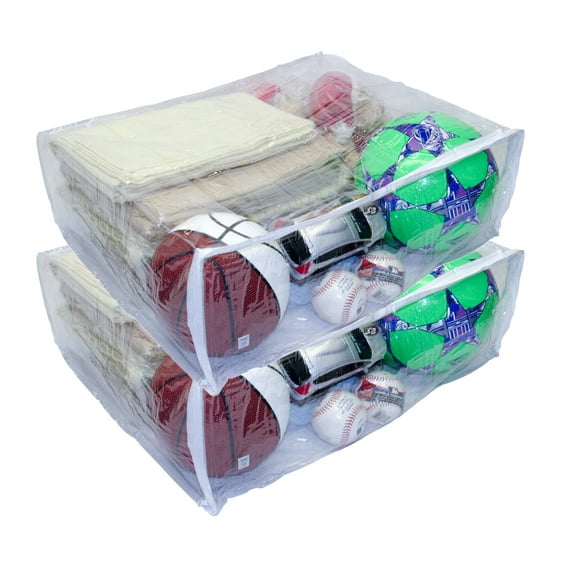2-Pack X-Large Heavy Duty Vinyl Zippered Closet Storage Bags Clear 22" x 18" x 7.5"