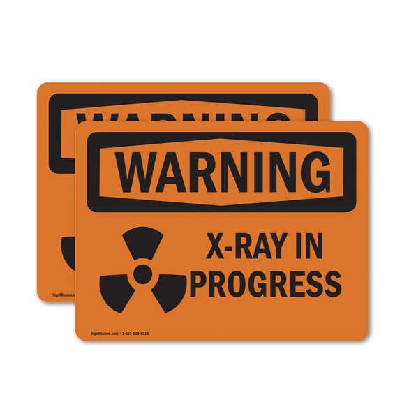 (2 Pack) X-Ray In Progress With Symbol OSHA Warning Sign 5 Inch X 3.5 Inch Vinyl Label Decal Sticker Weather Resistant, UV Protected for Workplace, Business, and Construction Site, Made